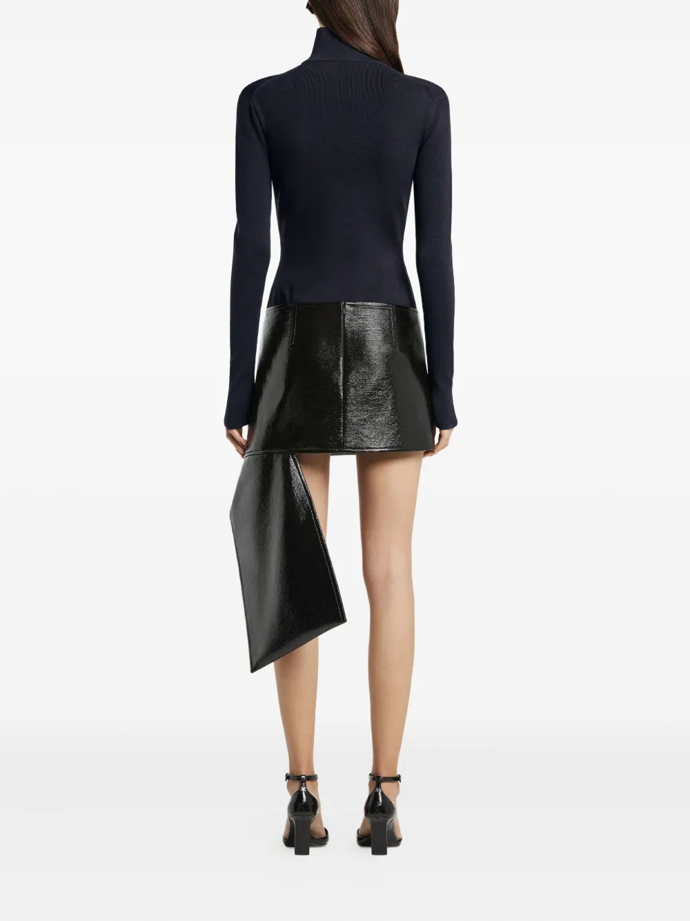 Courrèges Merino Wool Zip Mock Neck Sweater In Blue