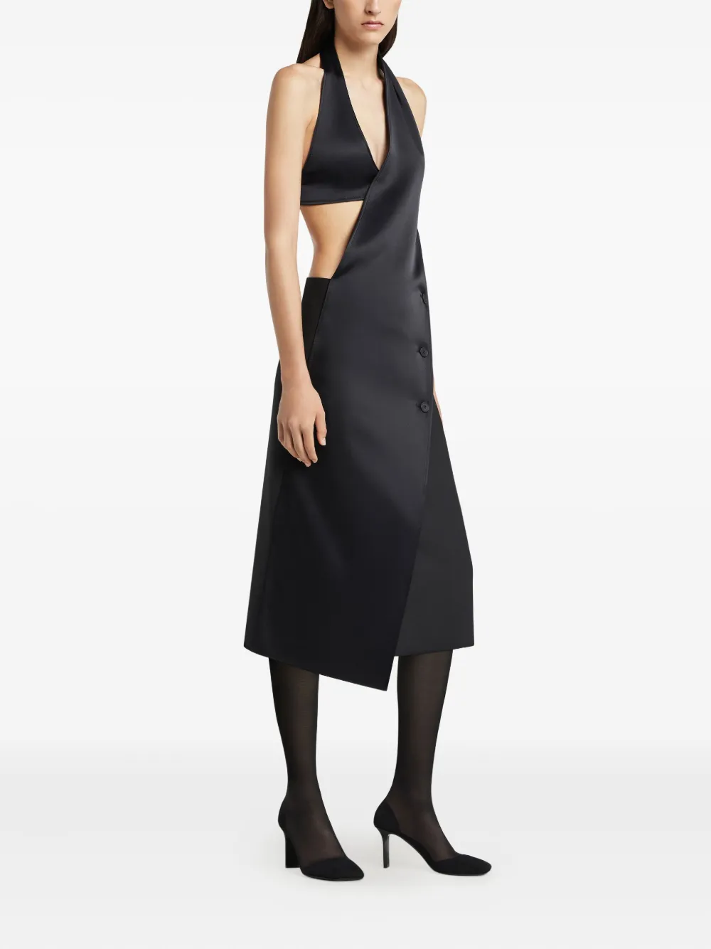 Courrèges Double-breasted Crossover-front Midi Dress In Black