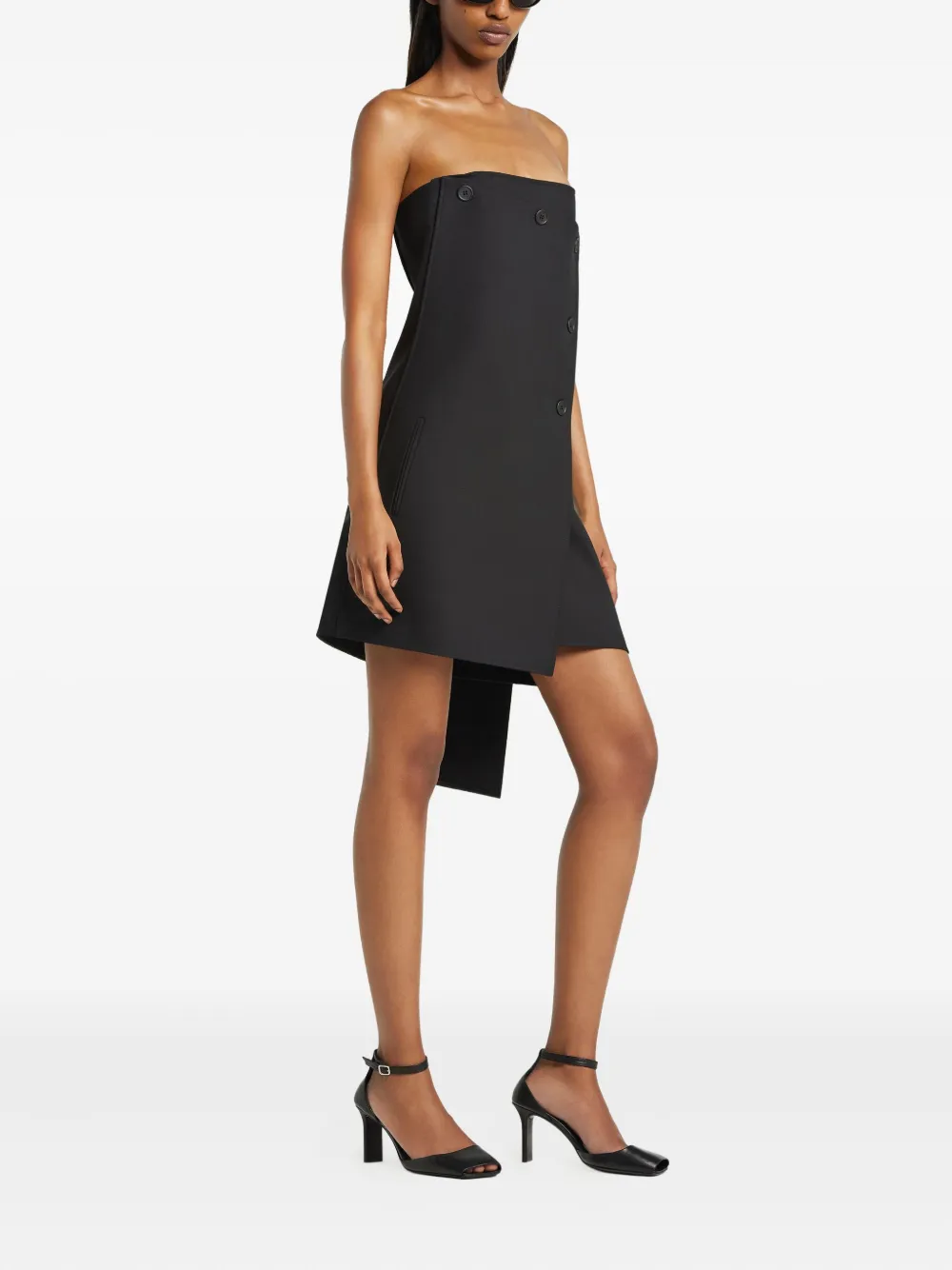Courrèges Strapless Button-fastening Mini Dress In Black