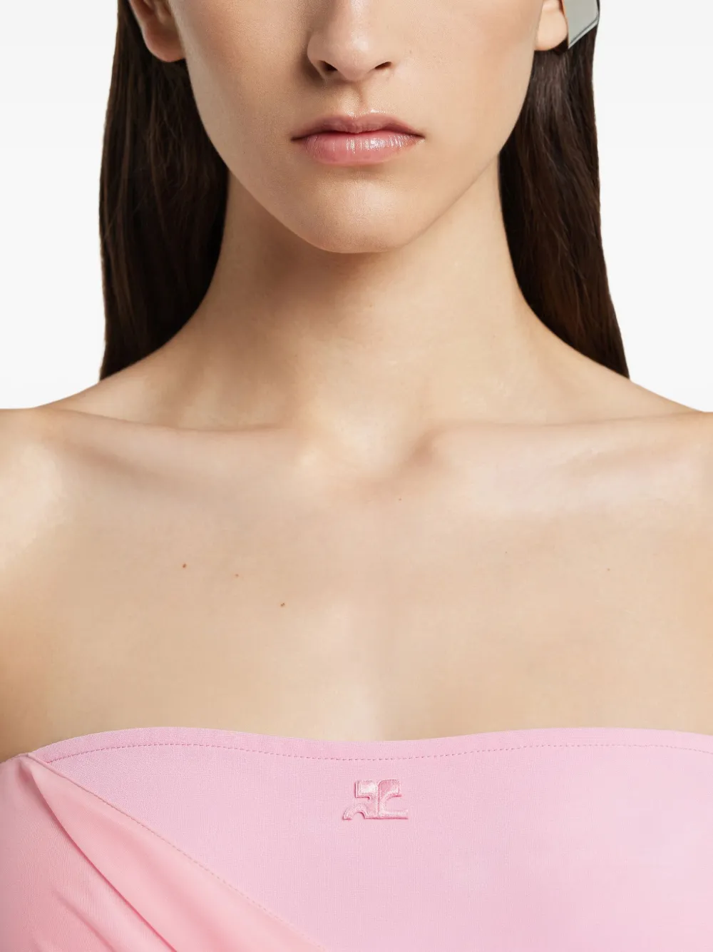 Courrèges Gedrapeerde jersey bustier jurk Roze