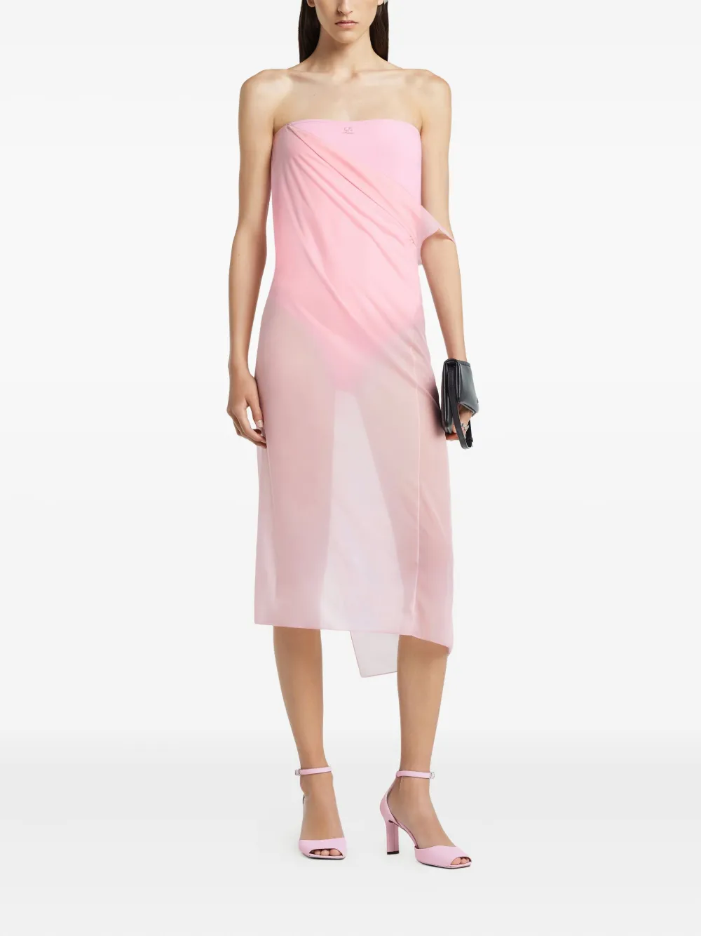 Courrèges Gedrapeerde jersey bustier jurk - Roze