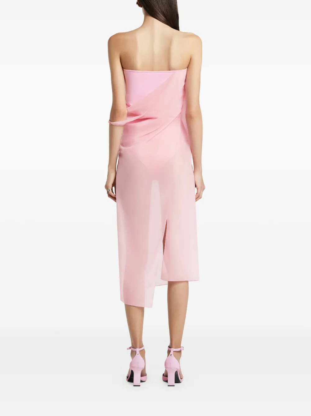 Courrèges Gedrapeerde jersey bustier jurk Roze