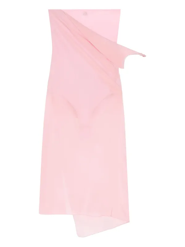 Courrèges Draped Jersey Bustier Dress in Pink