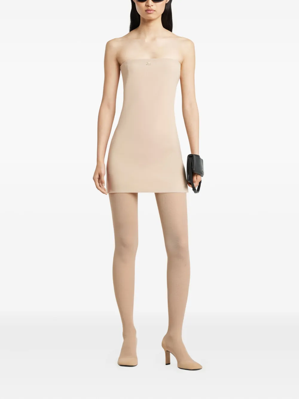 Courrèges Mini-jurk met logo-applicatie - Beige