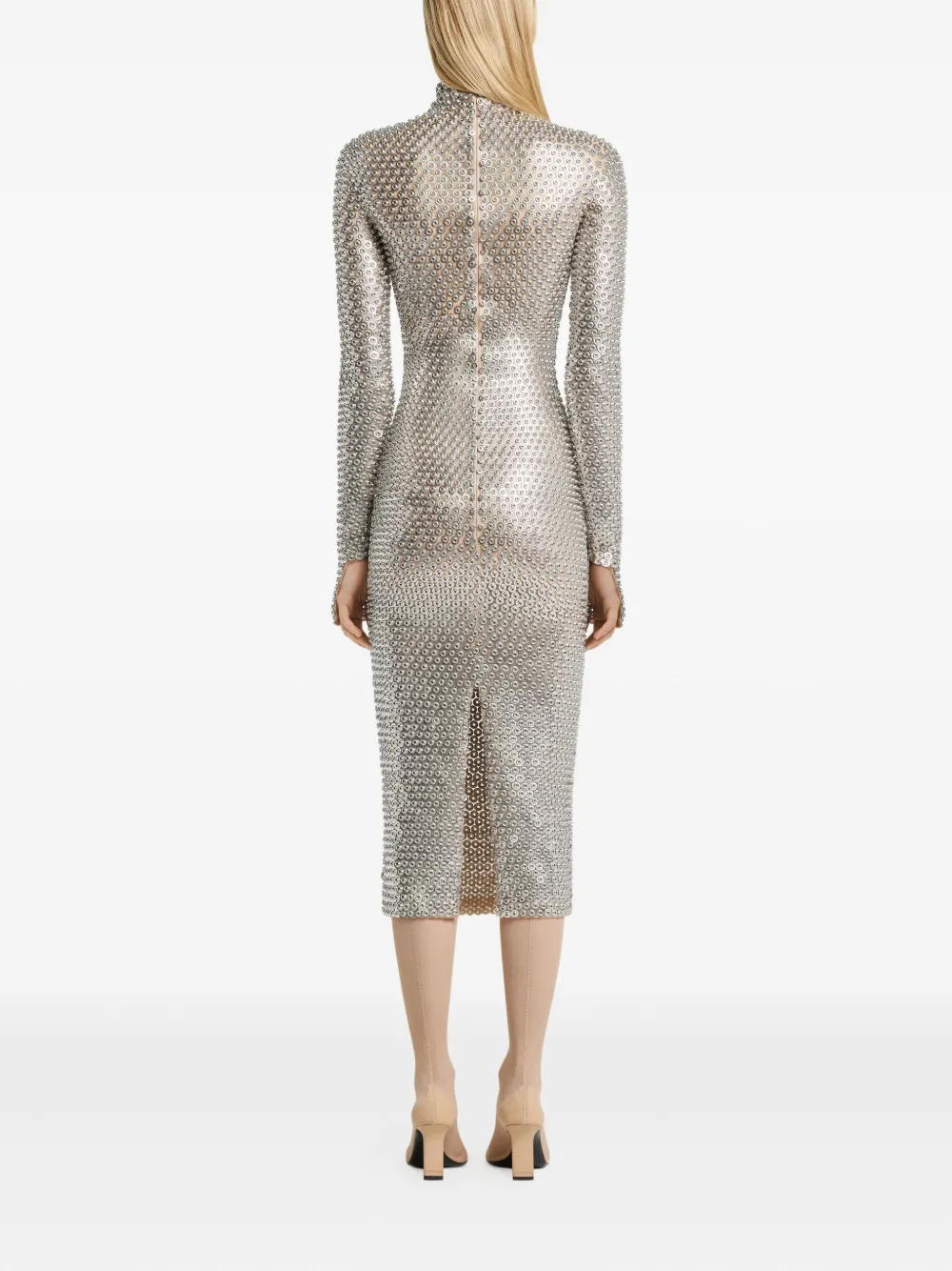 Courrèges Embellished High-neck Midi Dress In Silver