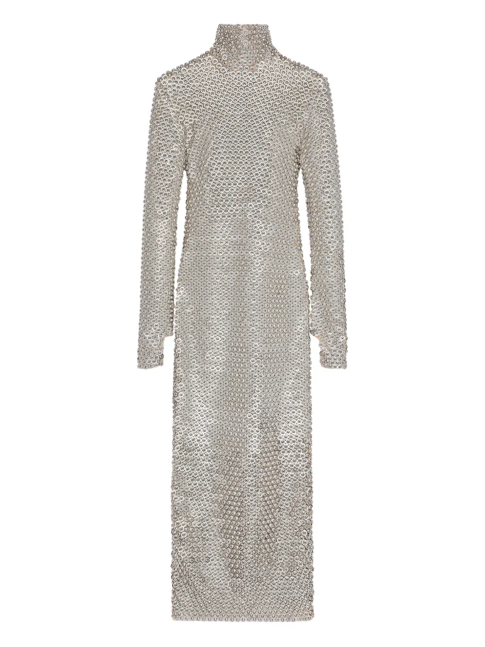Courrèges Embellished High-neck Midi Dress In Silver