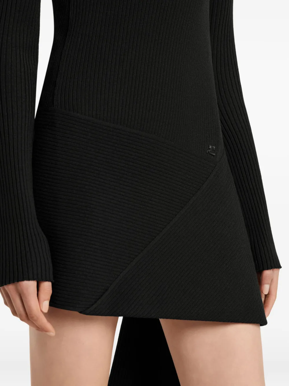 Courrèges Asymmetrische jurk met knopen Zwart