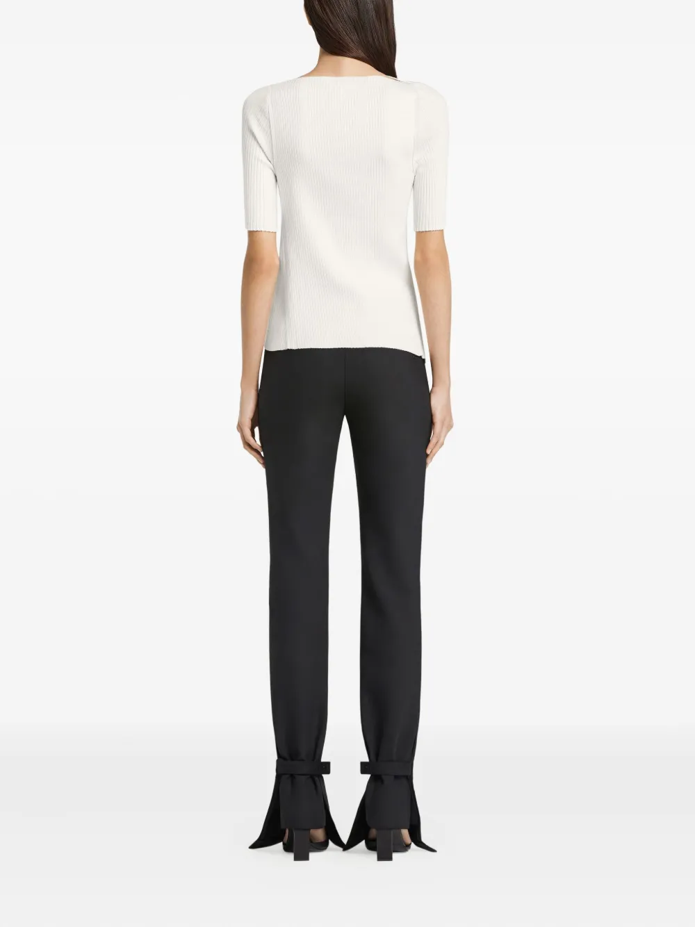 Courrèges Cut-out Ribbed-knit Top In Neutral