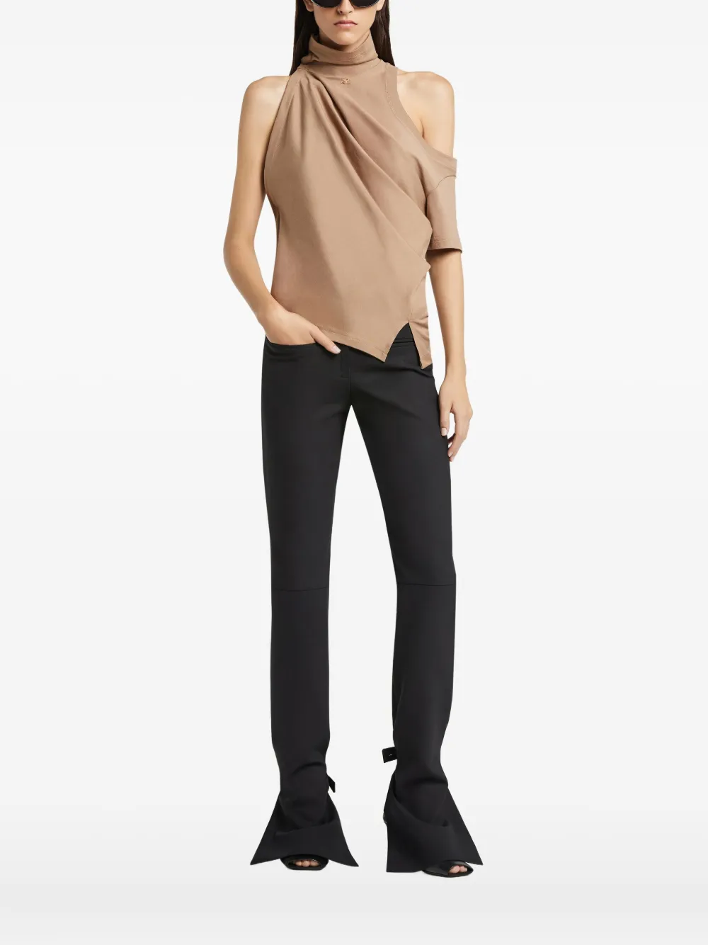 Courrèges Asymmetrische tanktop met gedraaid detail - Beige