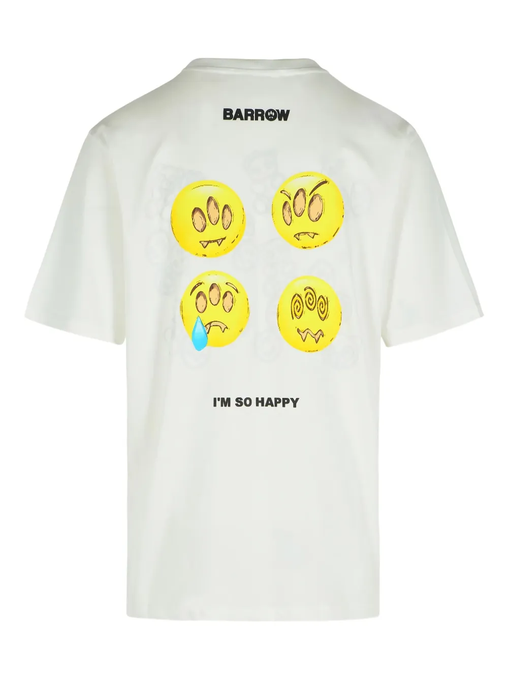 BARROW Katoenen T-shirt met emoji-print - Wit