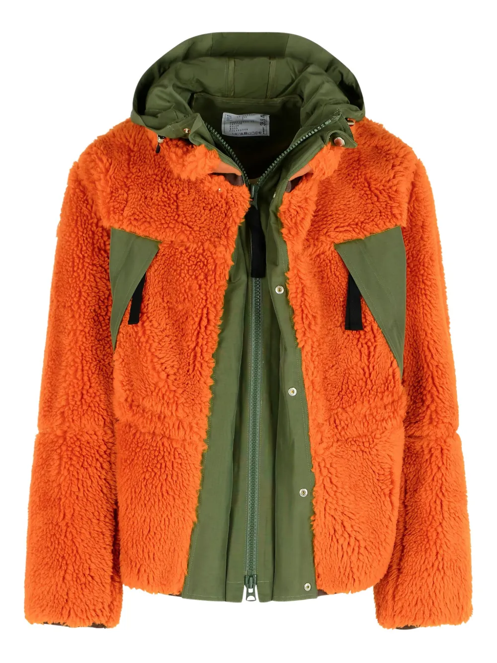 Sacai Sherpa jack met capuchon Oranje