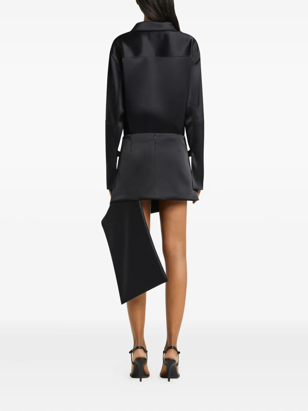 Courrèges Satijnen blouse met geborduurd logo Zwart