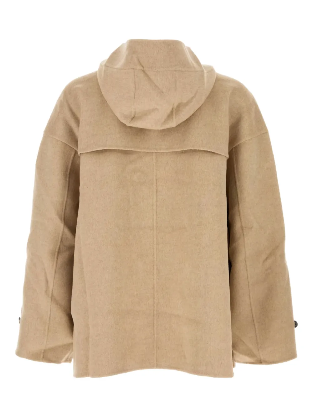JW Anderson Wollen jas met dubbele rij knopen en capuchon Beige