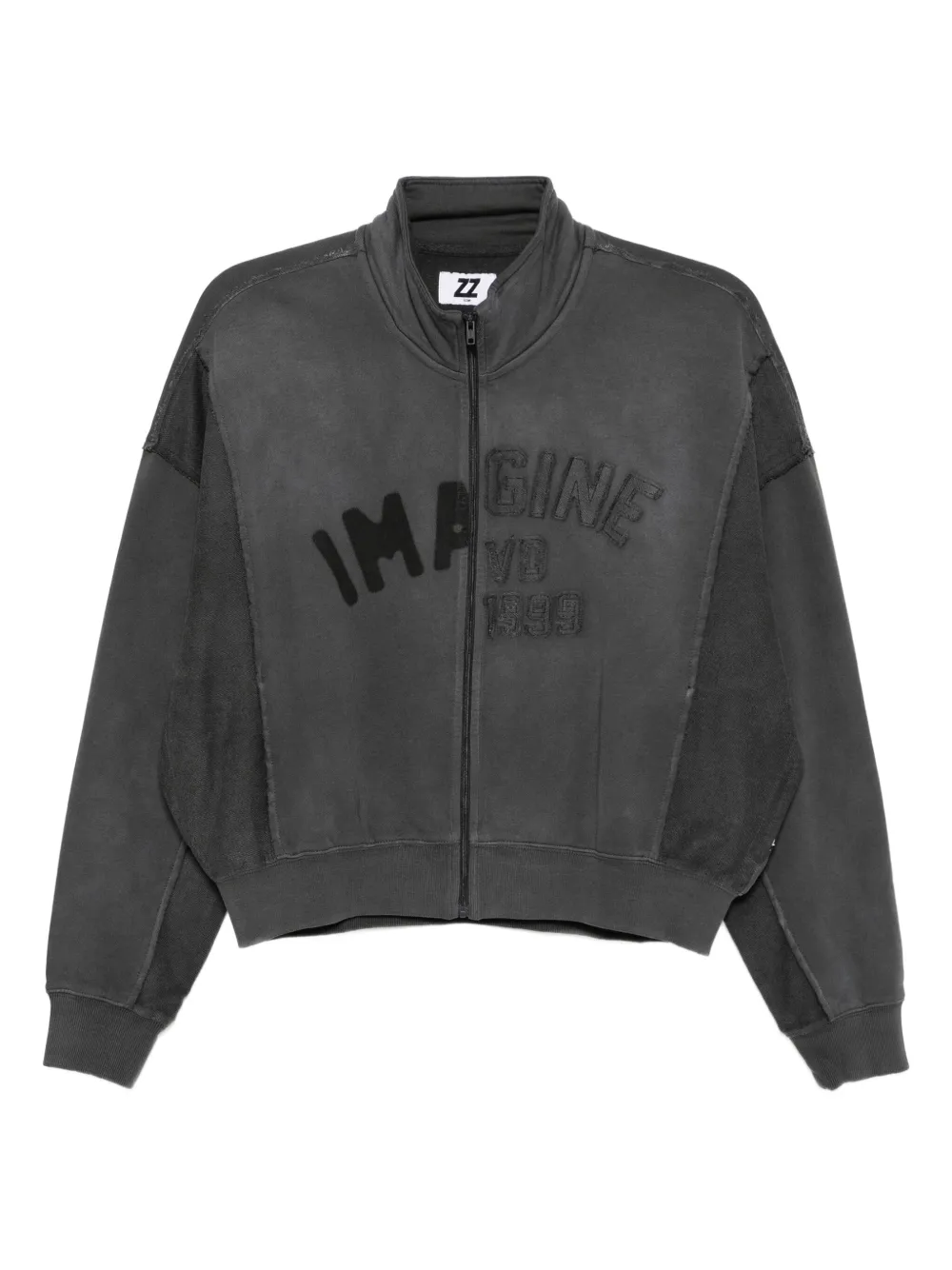 Izzue Panelled Cotton Sweatshirt In Gray