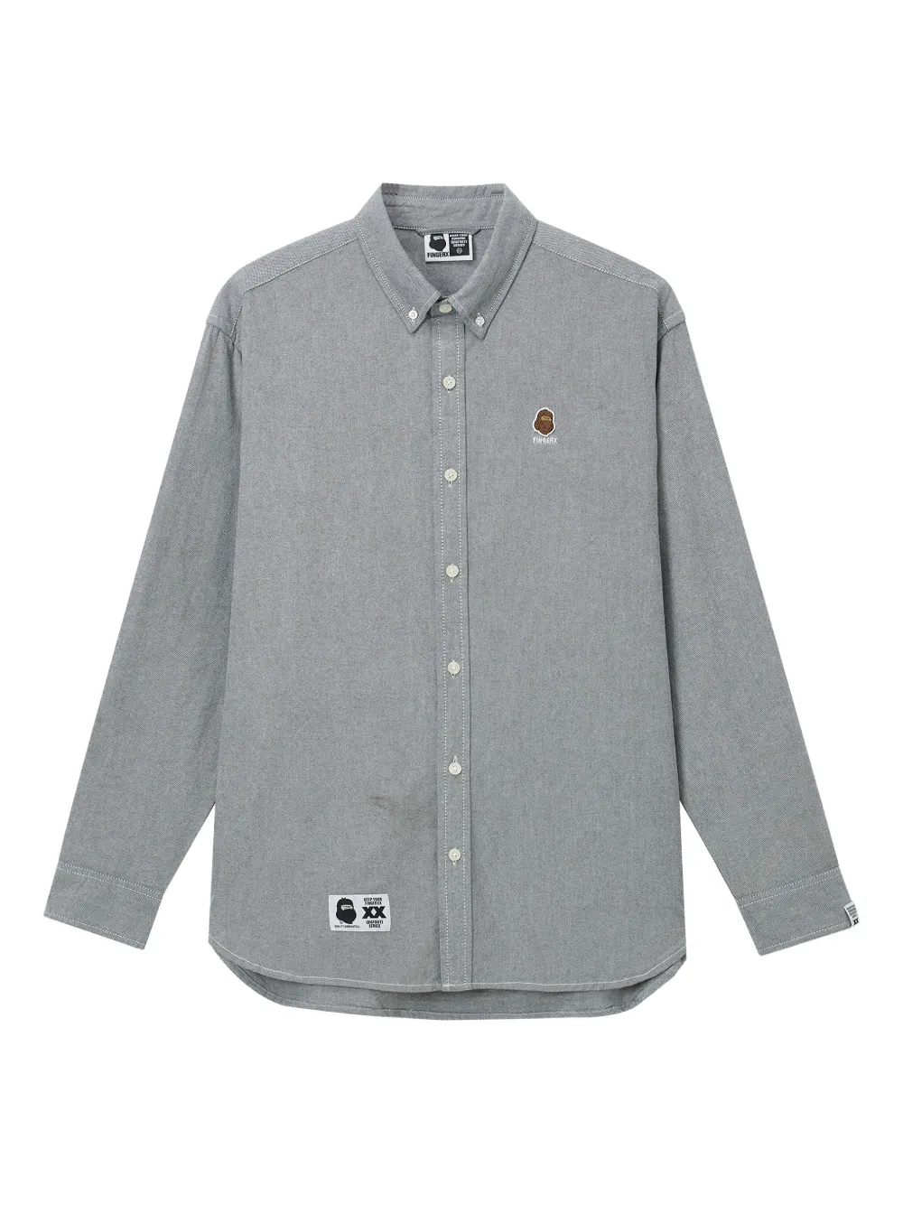 Fingercroxx Logo-patch Long-sleeve Shirt In Gray