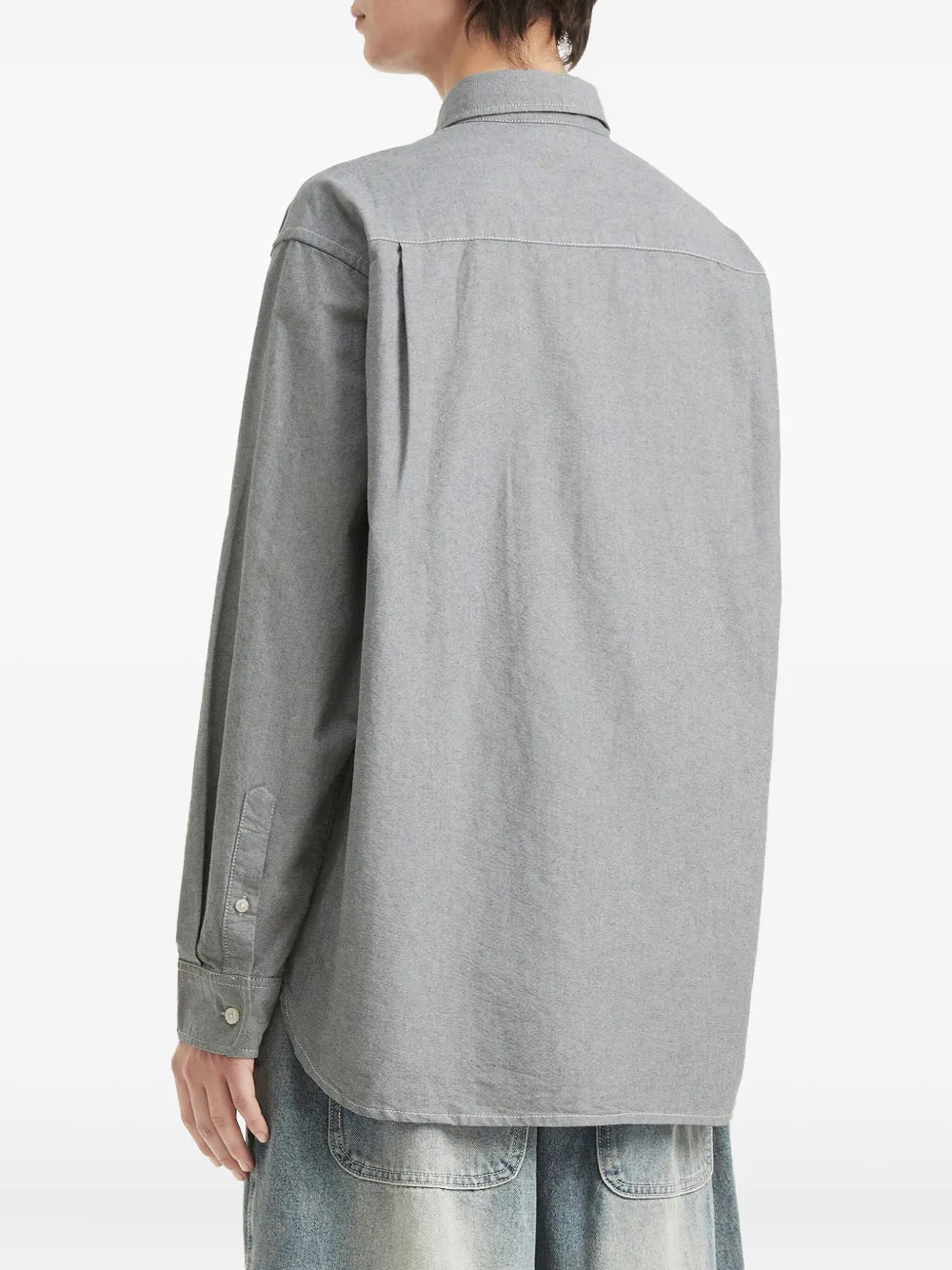 Fingercroxx Logo-patch Long-sleeve Shirt In Gray