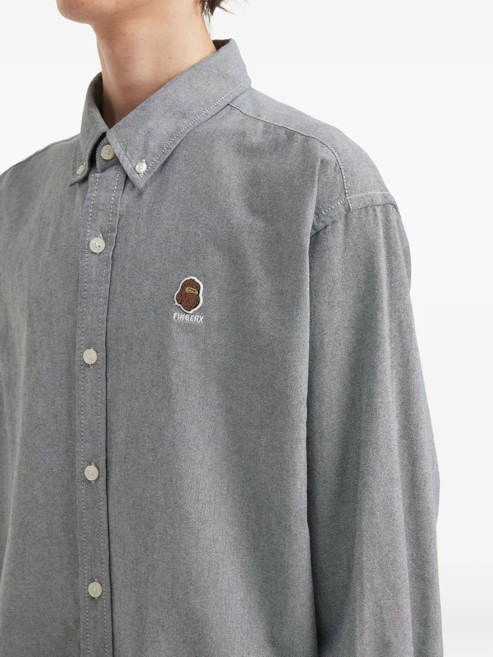Fingercroxx Logo-patch Long-sleeve Shirt In Gray