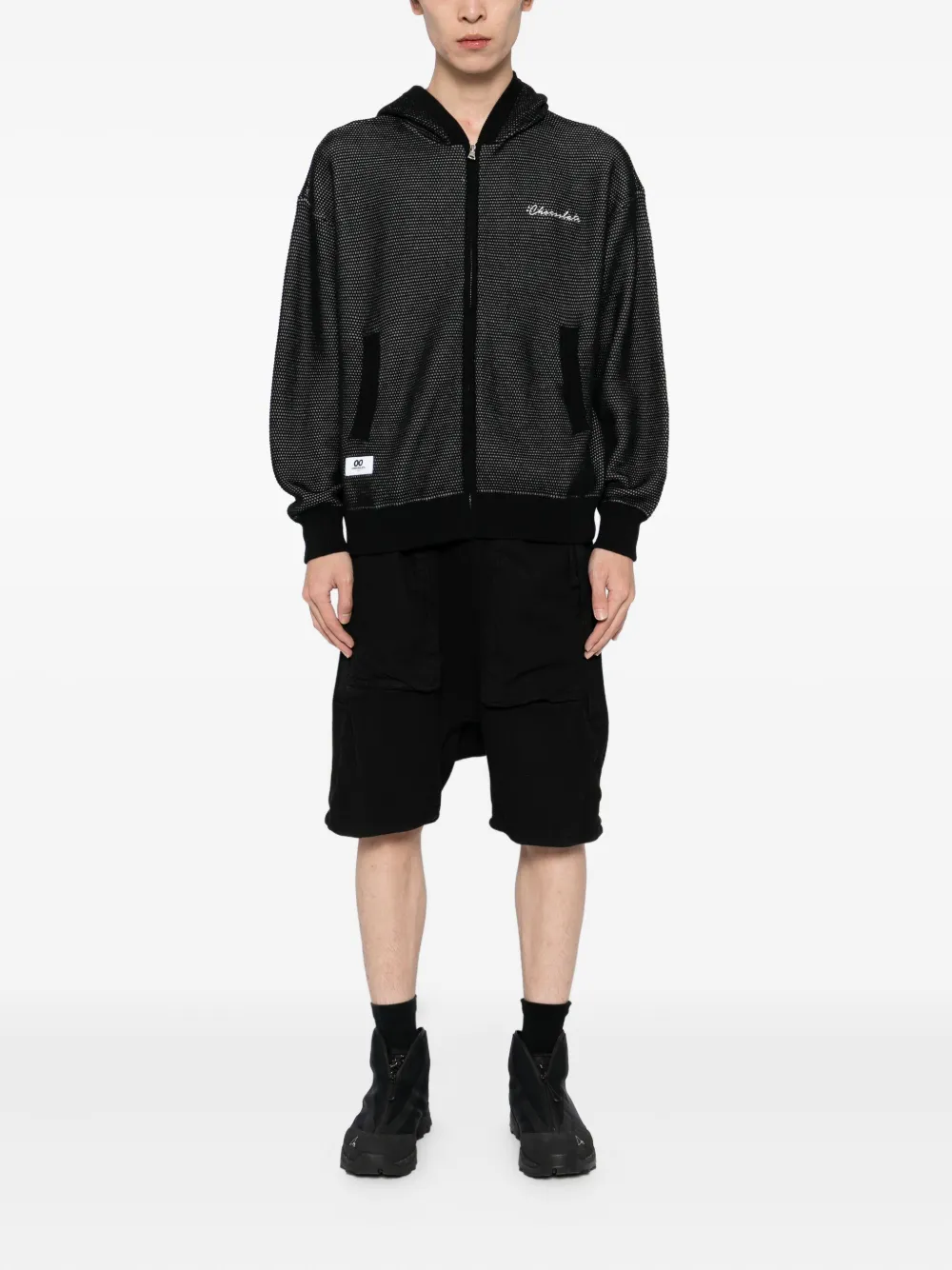 Chocoolate Mesh-panel Zip-up Hoodie In Animal Print