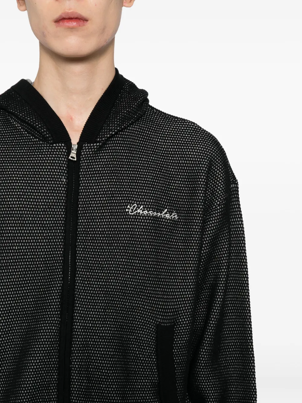 Chocoolate Mesh-panel Zip-up Hoodie In Animal Print