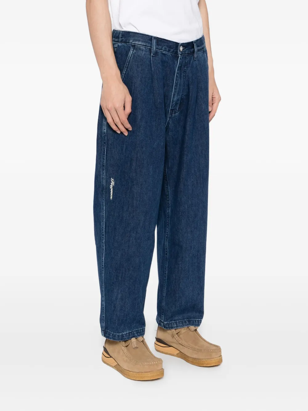 Fingercroxx Logo-patch Jeans In Blue