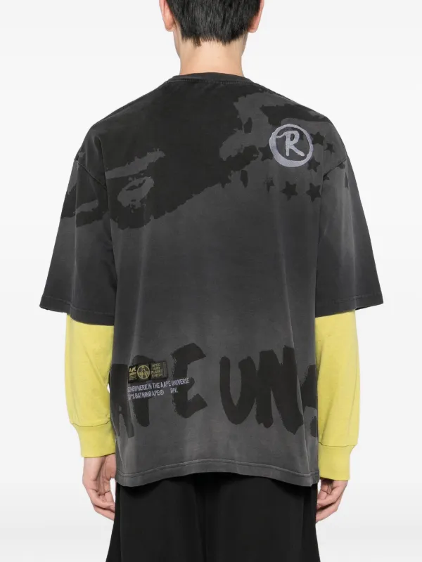 『A BATHING APE』 Tシャツ ビッグロゴ　スター　ブラック　XL AAPE BY *A BATHING APE® star-embroidered t-shirt | Black | FARFETCH