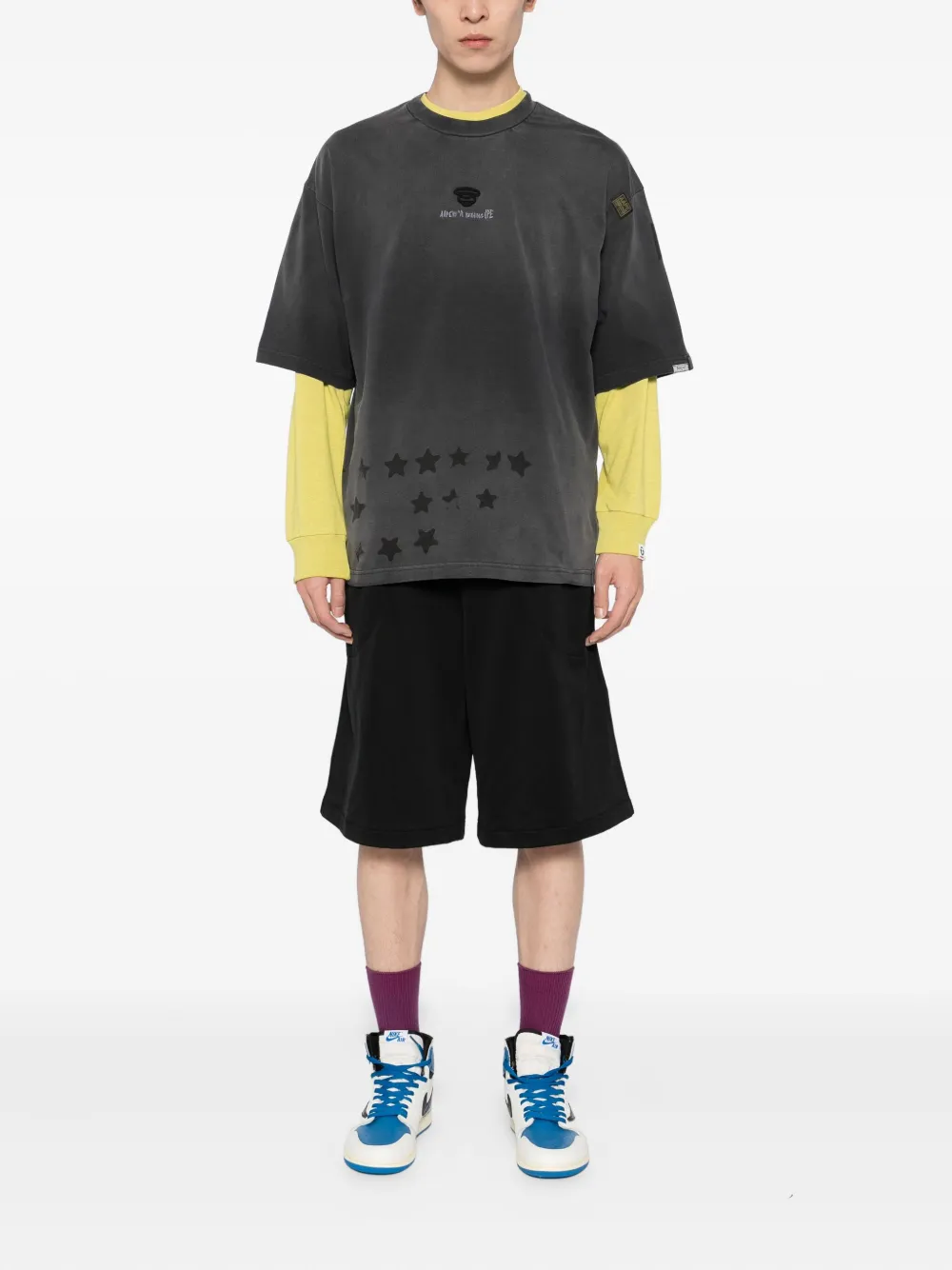 AAPE BY *A BATHING APE T-shirt met geborduurde ster - Zwart