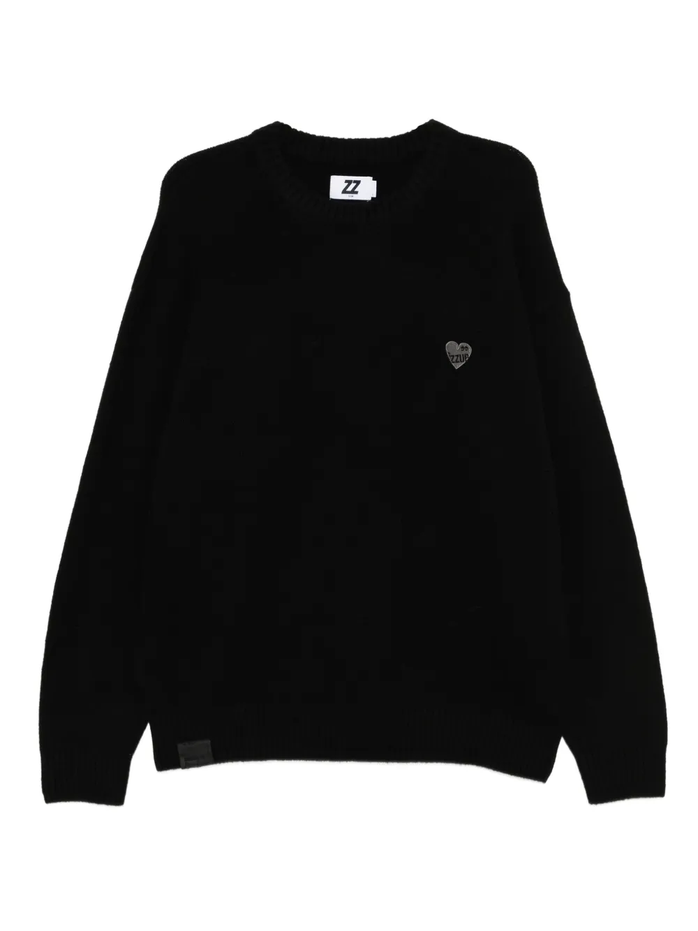 izzue heart-embellished crew-neck sweater | Black | Image 1