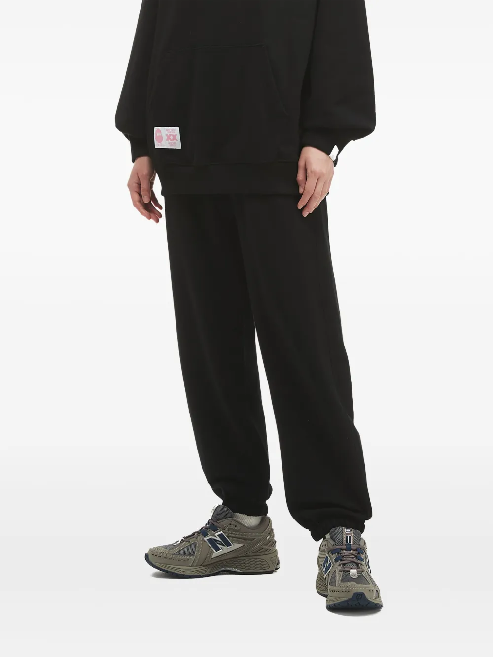 FINGERCROXX Joggingbroek met borduurwerk en omgeslagen pijpen Zwart