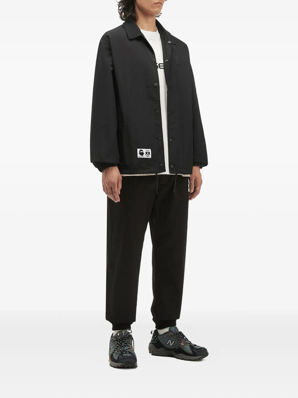Fingercroxx Buttoned Logo-patch Jacket In Black