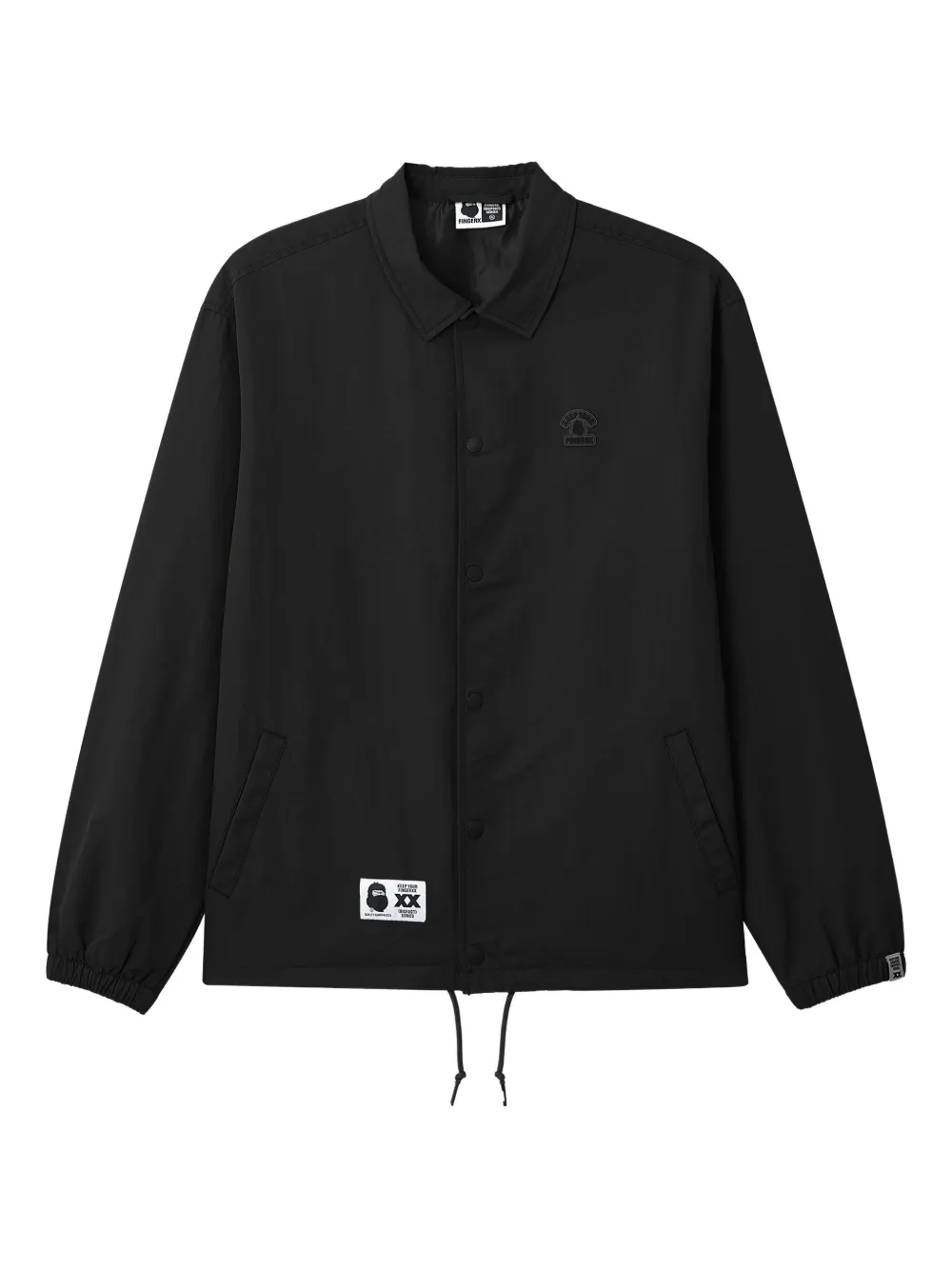 Fingercroxx Buttoned Logo-patch Jacket In Black
