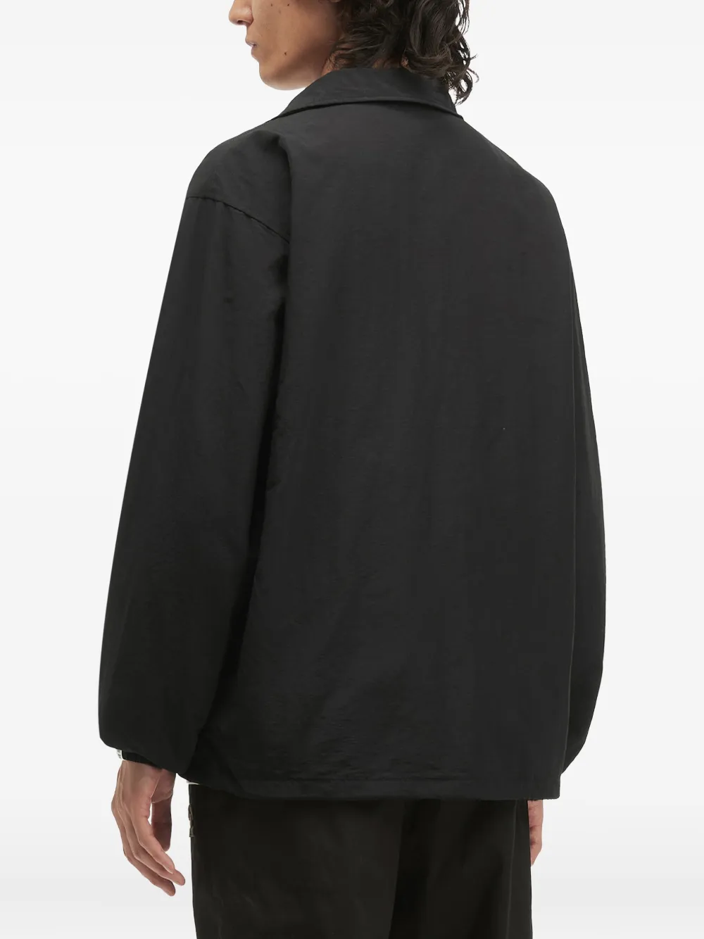 Fingercroxx Buttoned Logo-patch Jacket In Black