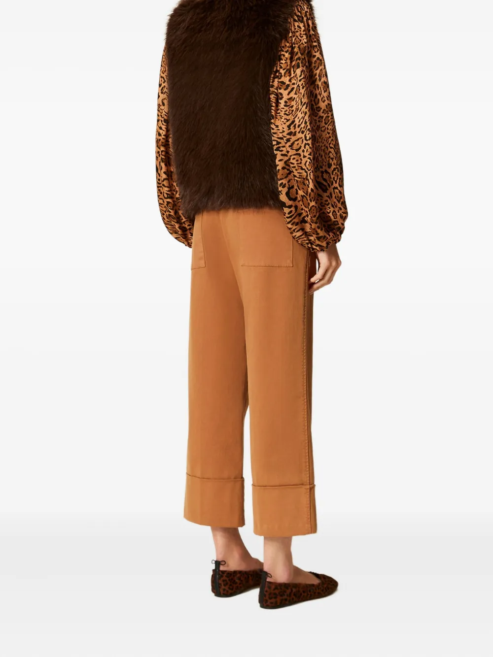 TWINSET Bull broek met ceintuur en manchetten Oranje