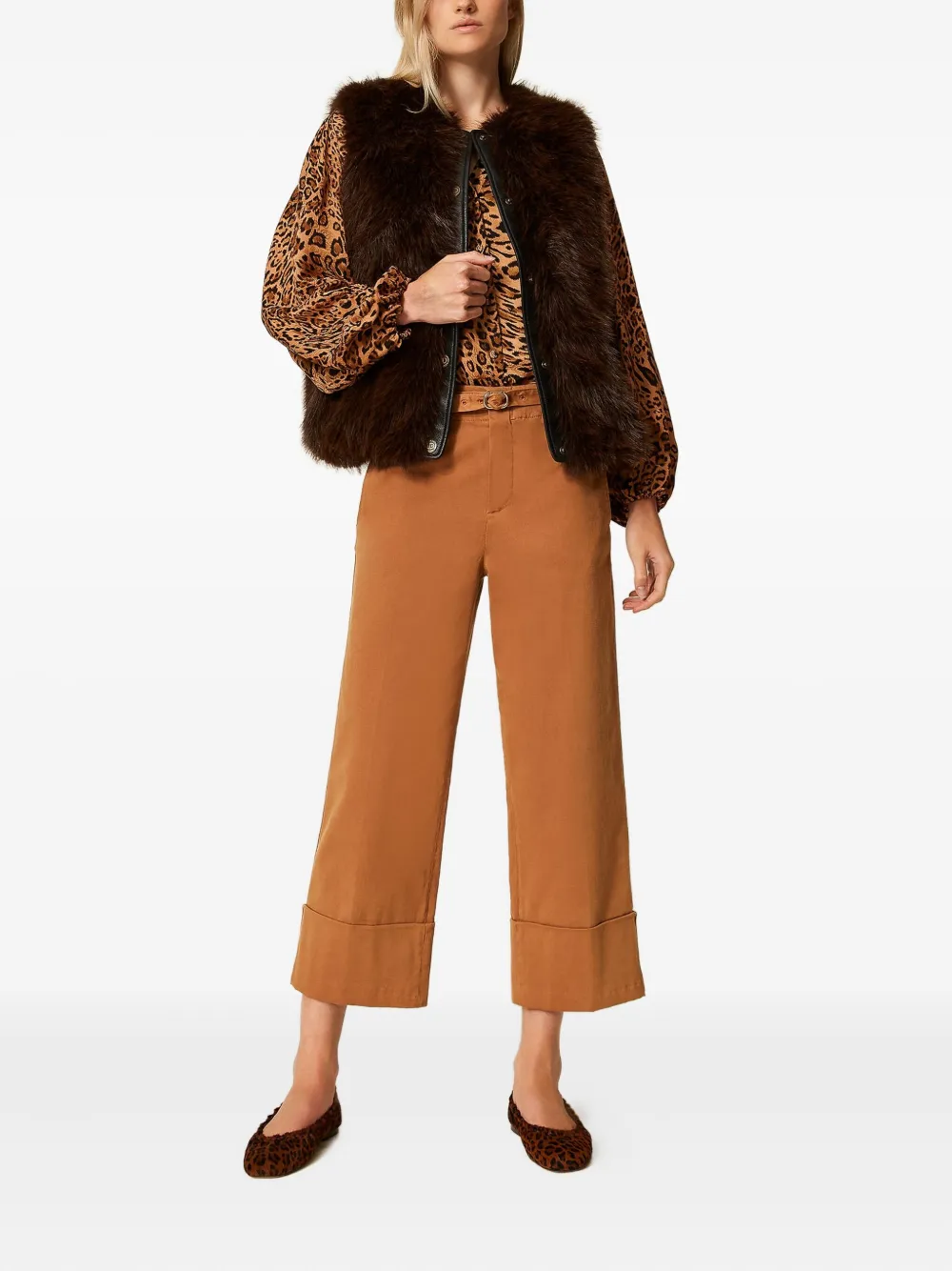 TWINSET Bull broek met ceintuur en manchetten - Oranje