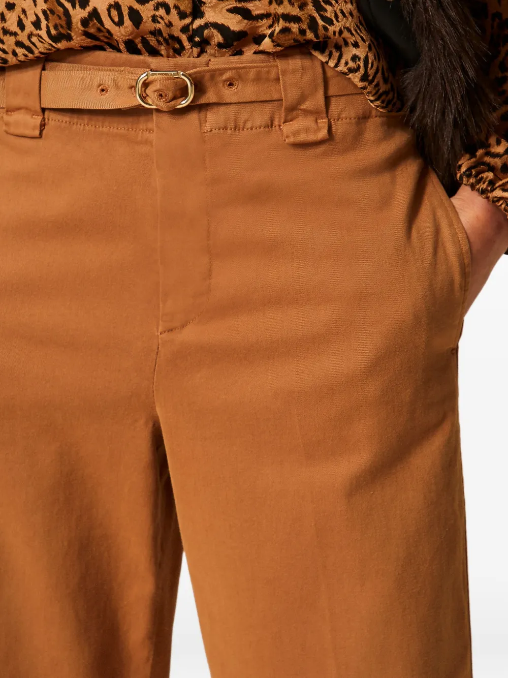 TWINSET Bull broek met ceintuur en manchetten Oranje