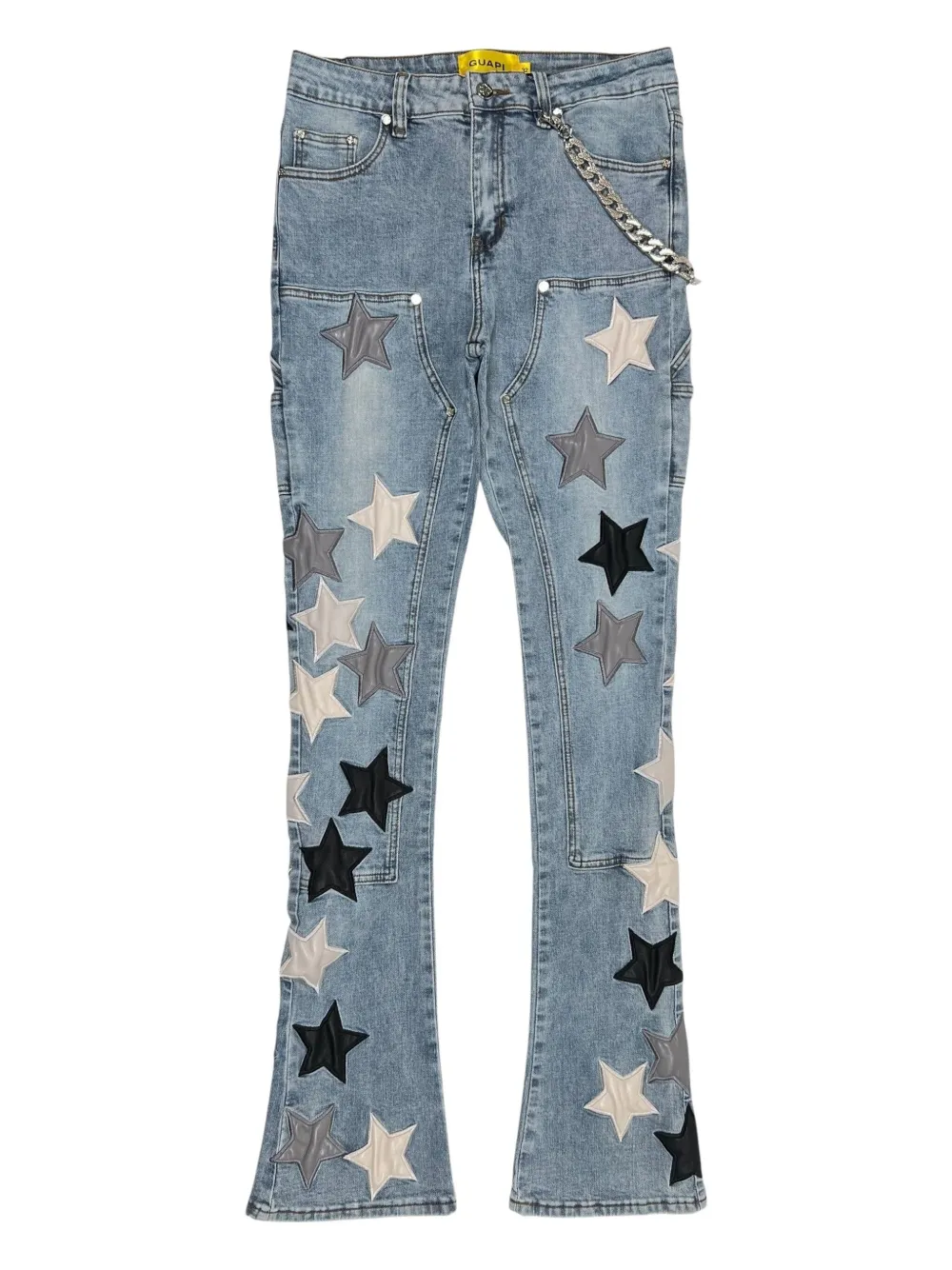 GUAPI star-patches chain-link denim jeans | Blue | Image 1