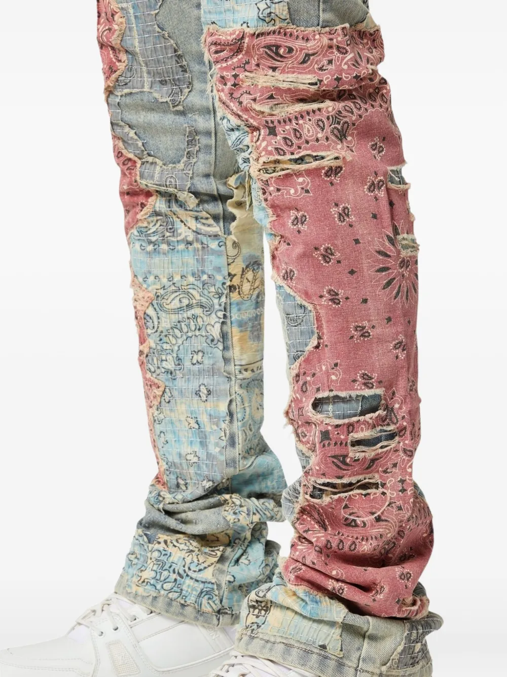 GUAPI Jeans met geborduurde roos Blauw