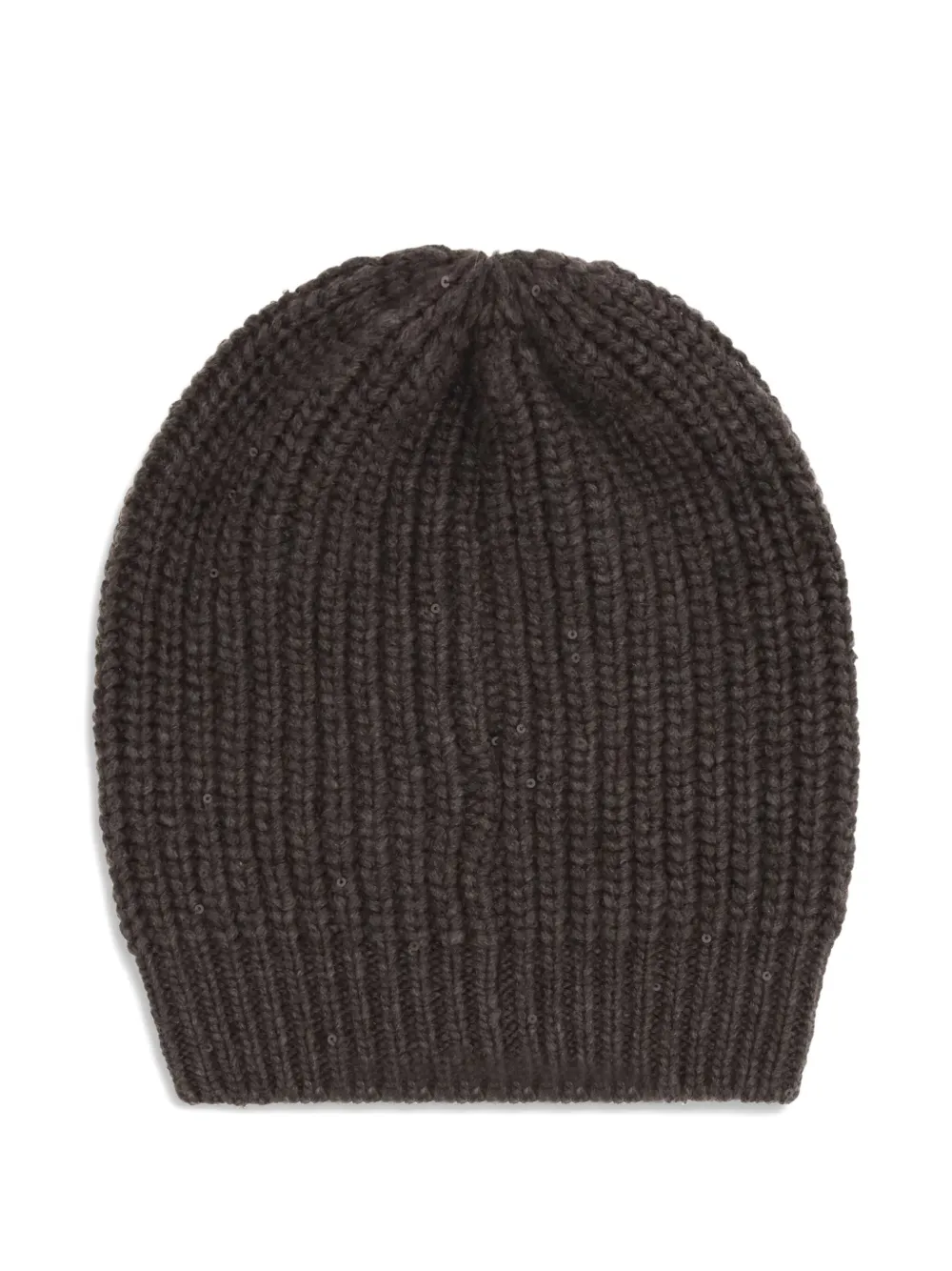 Brunello Cucinelli Ribbed Sequin-embellished Beannie Hat In Brown