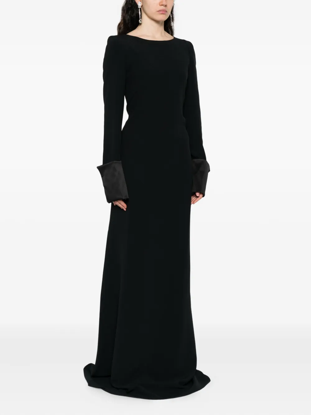 Ermanno Scervino satin-cuff long dress Zwart