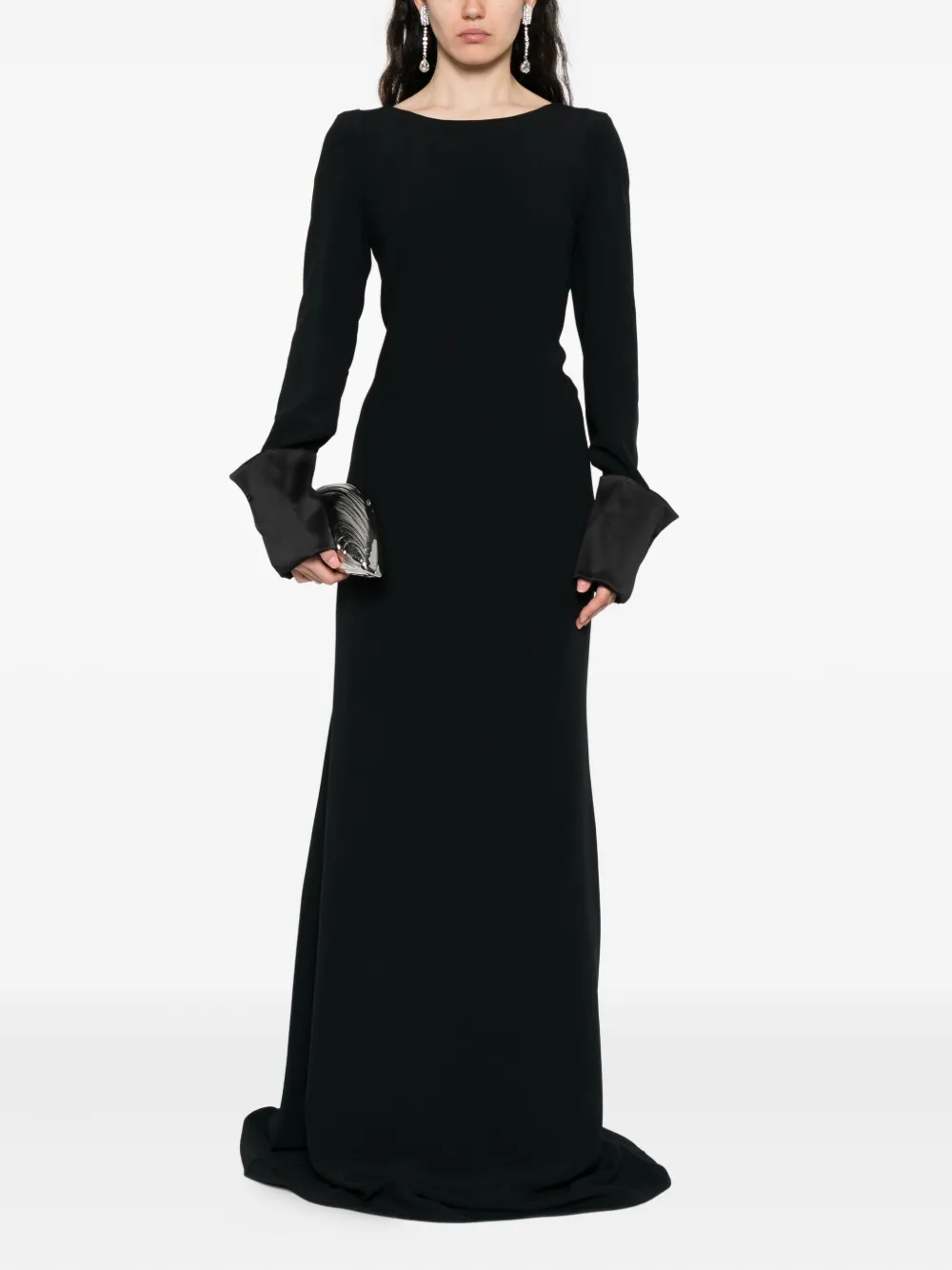 Ermanno Scervino satin-cuff long dress Zwart