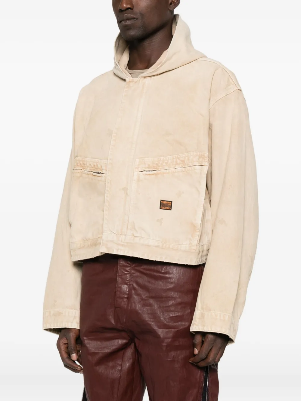 Balenciaga Denim Hooded Jacket In Neutral
