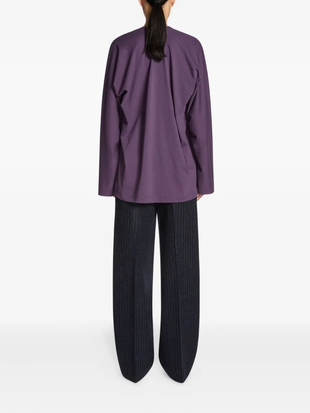 Dries Van Noten V-neck Long-sleeve Tee In Purple