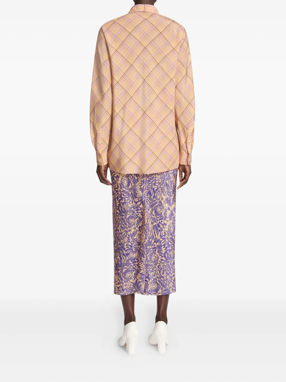 DRIES VAN NOTEN Geruit blouse Beige