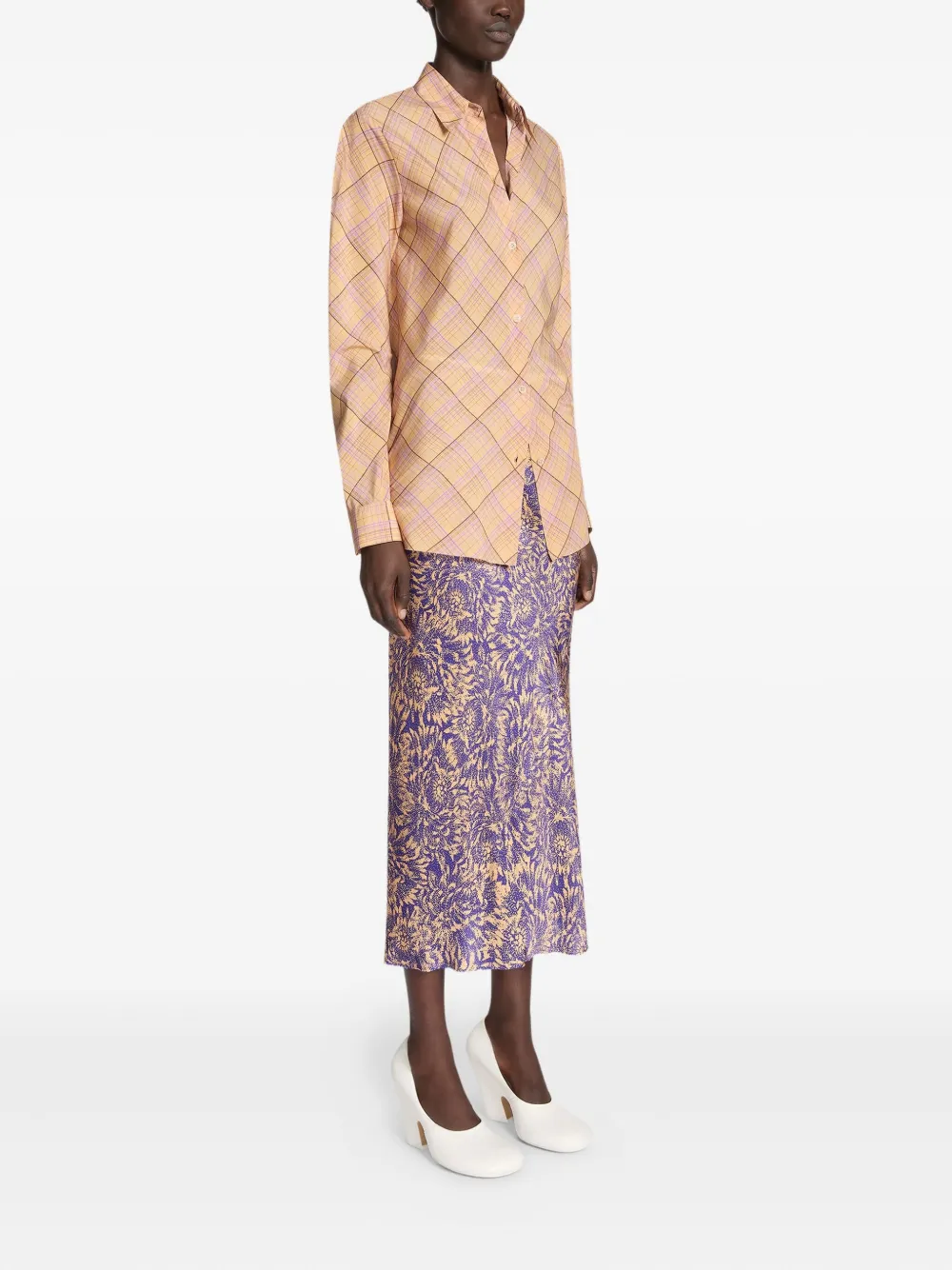 DRIES VAN NOTEN Geruit blouse Beige
