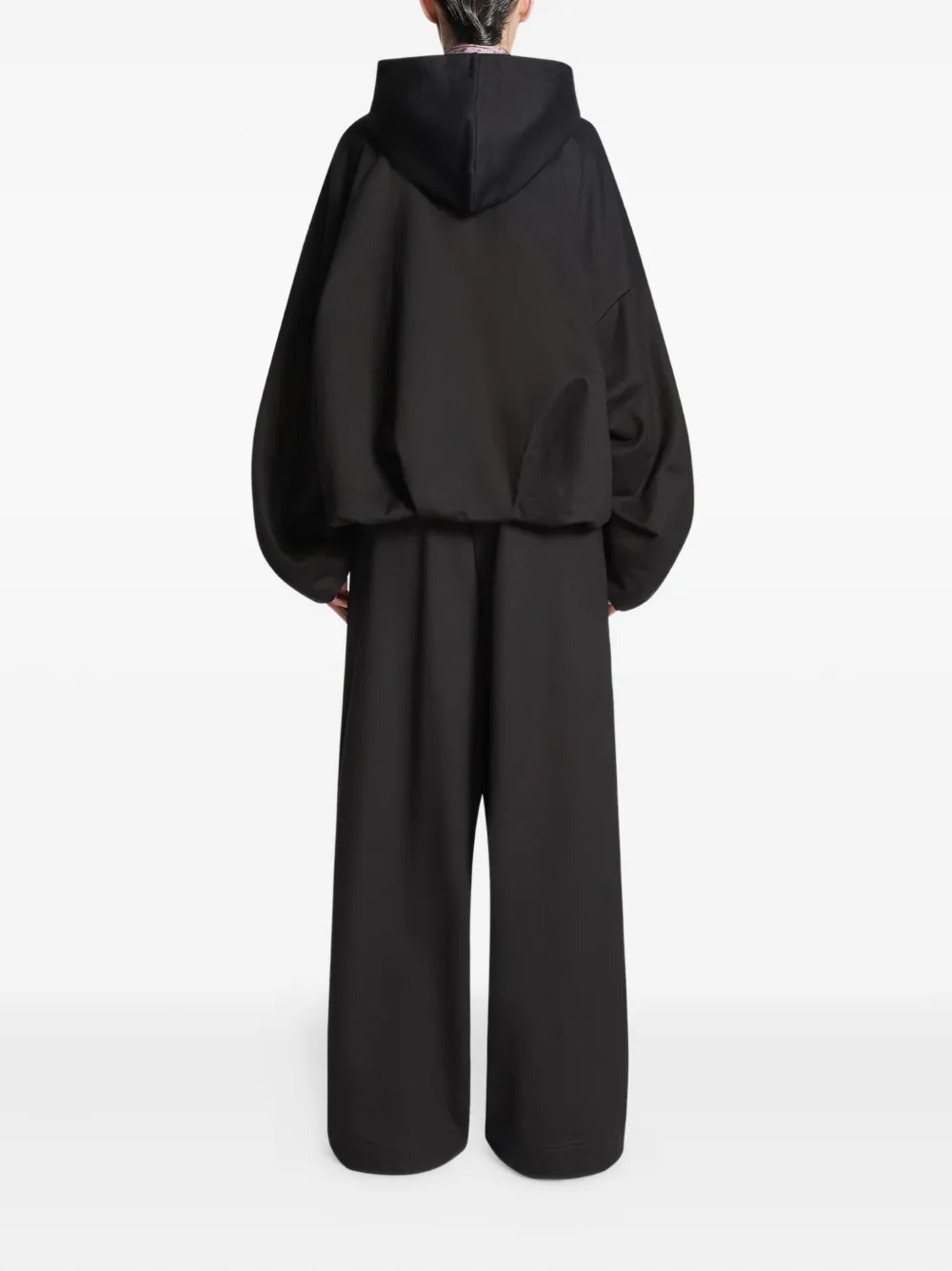 DRIES VAN NOTEN draped balloon-sleeve hoodie Zwart