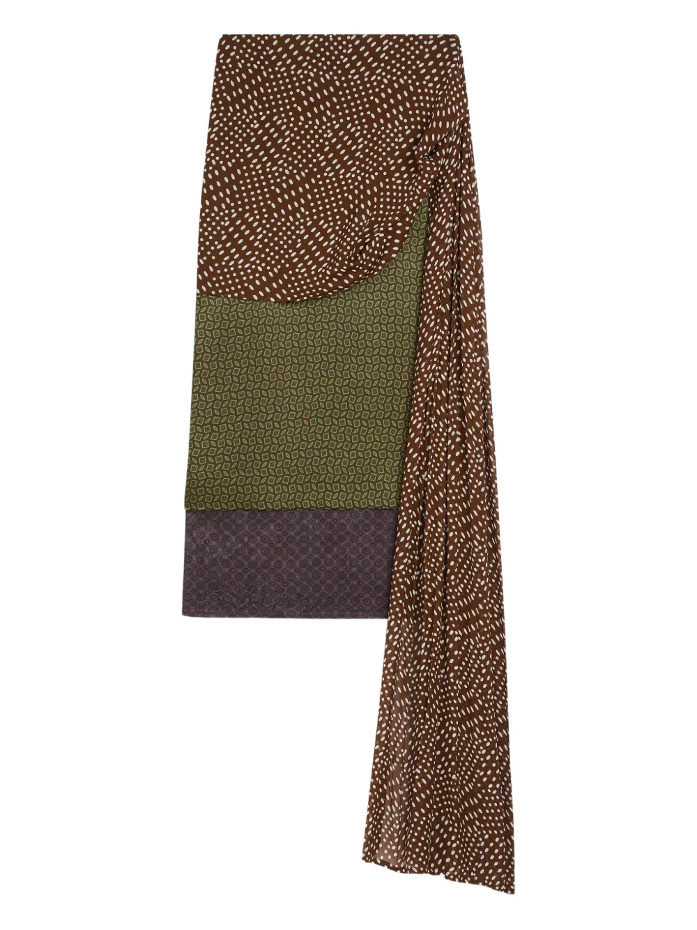 DRIES VAN NOTEN draped silk-satin midi skirt Groen