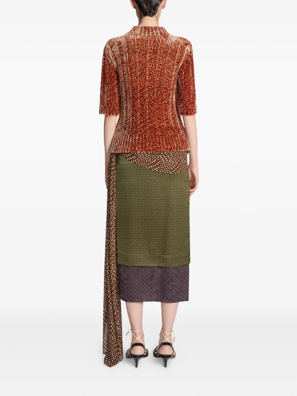 DRIES VAN NOTEN draped silk-satin midi skirt Groen