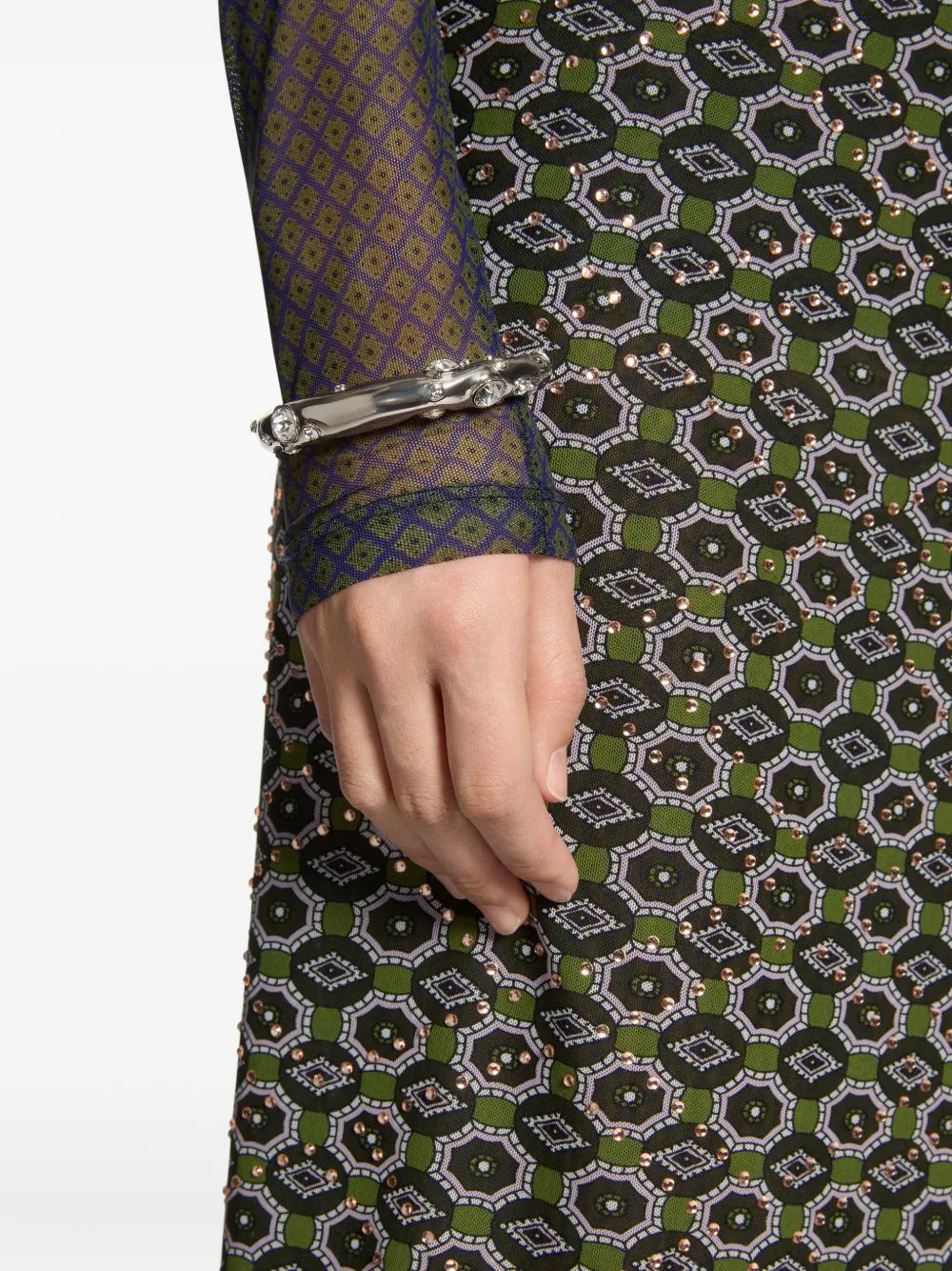 DRIES VAN NOTEN Embellished Cuff in Silver, view 2