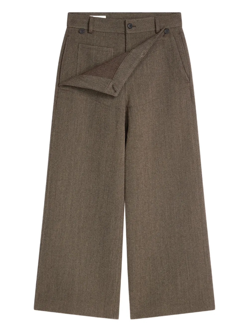Dries Van Noten Wrap-effect Wool Trousers In Brown