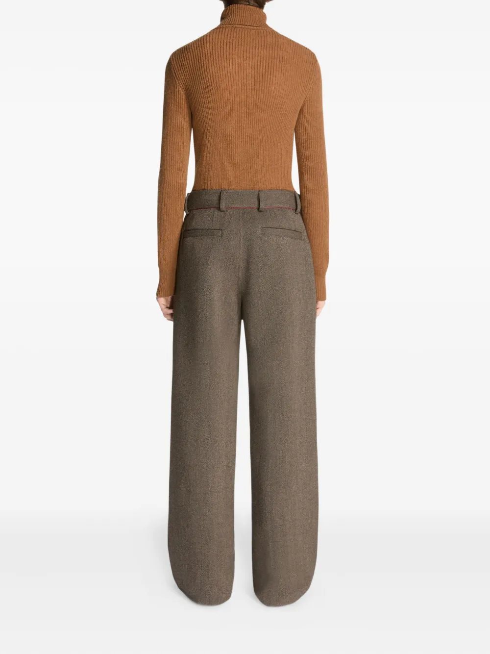 Dries Van Noten Wrap-effect Wool Trousers In Brown
