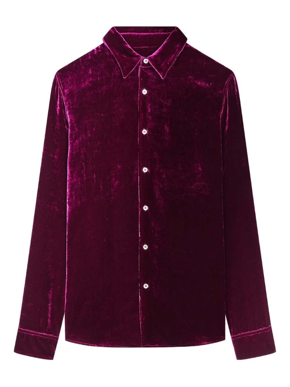 DRIES VAN NOTEN velvet long-sleeve shirt | Purple | Image 1